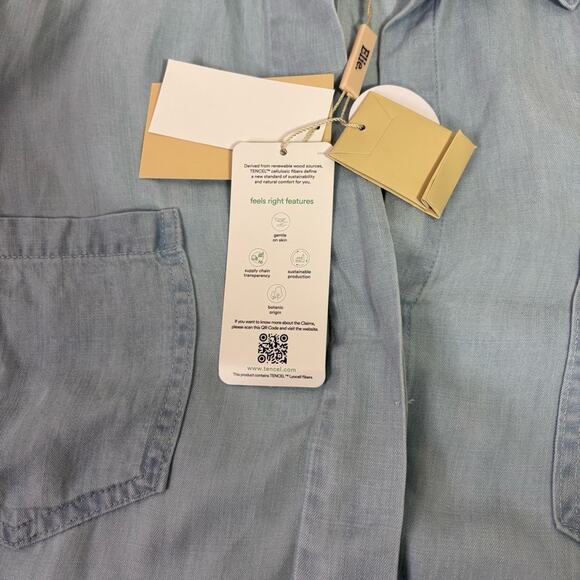 NWT Elie Tahari Blue Casual Button Down Tencel Shirt Size XL S0366 - Picture 6 of 8